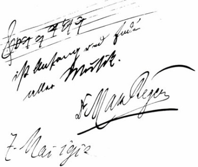 B-A-C-H  Max Reger Handschrift